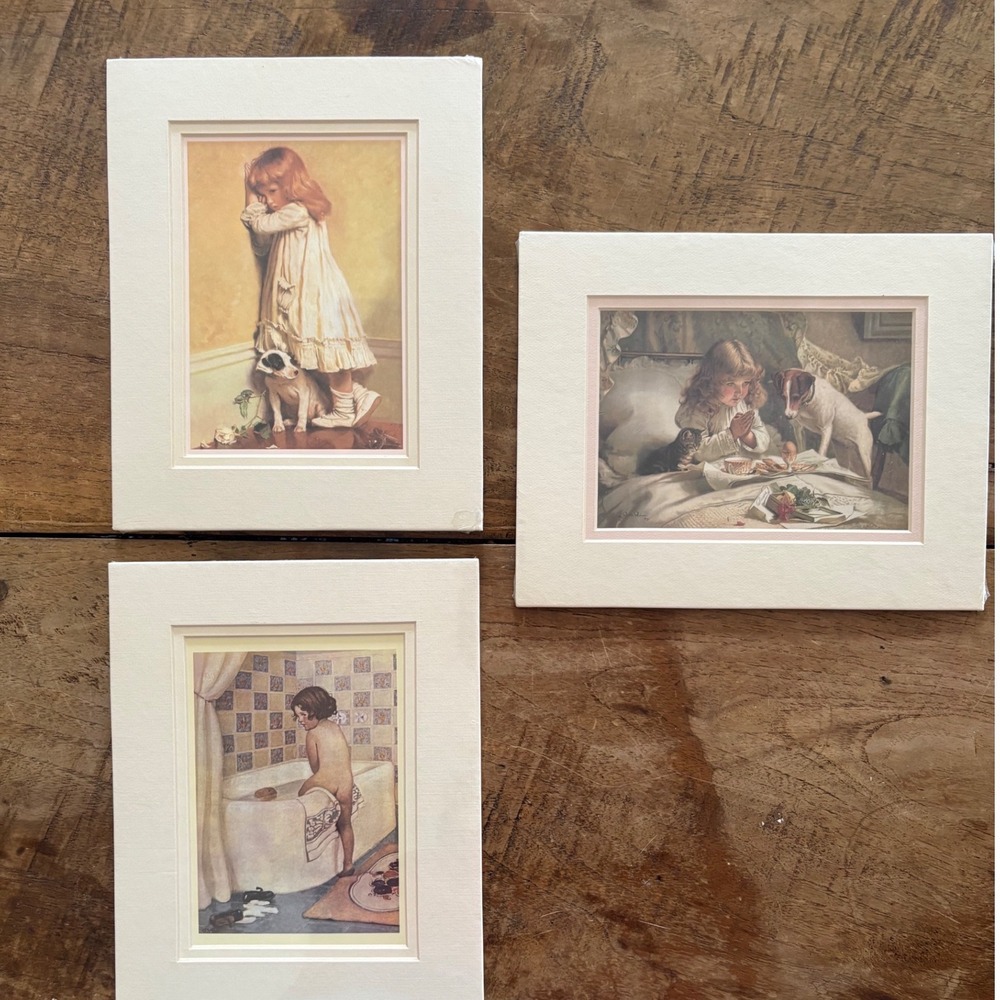 Charles Burton Barber Vintage 1989 Lithograph Art Prints‎ Set of 3 Nursery Decor